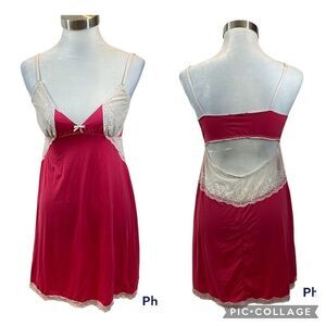 Hope Brand Pink and Ivory Open Back Mini Length Nightgown‎ Lingerie Medium